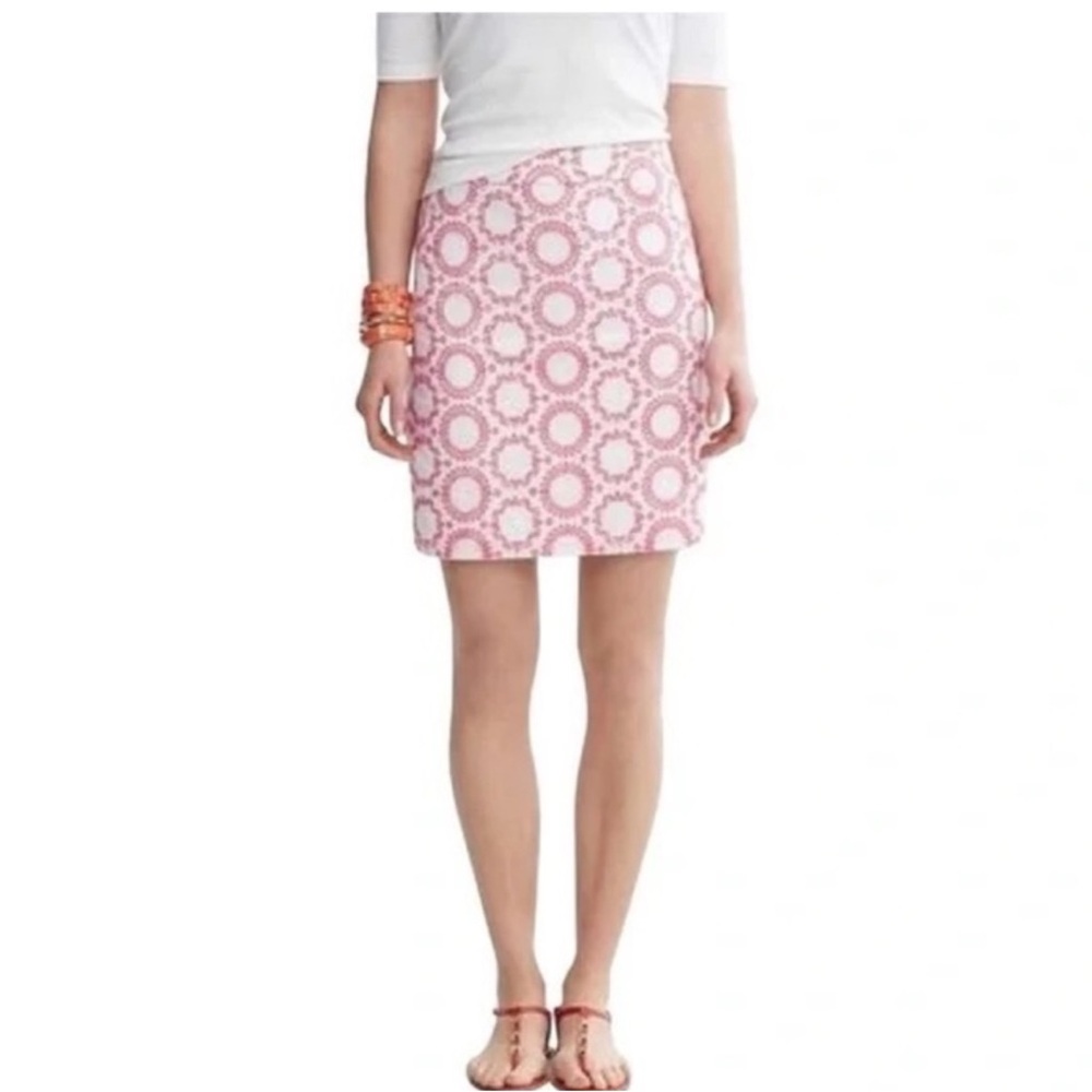 Banana Republic Milly Collection Skirt White Pink Womens Size 2